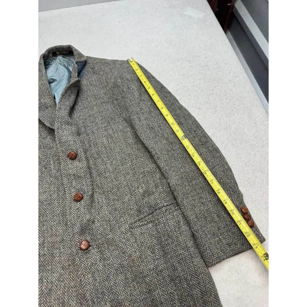 Harris Tweed Blazer Mens 36 Gray Herringbone Wool Sport Coat Jacket USA